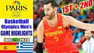 Spain Vs. Greece [Full Game HIGHLIGHTS] (July/29/24)| Paris 2024 Men's Olympic Basketball