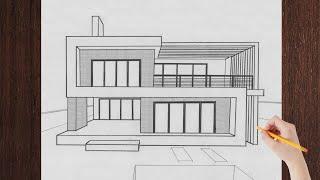 How to Draw a Modern House | Easy House Drawing
