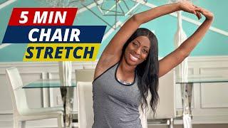 5 Minute Chair Full Body Stretching Routine For BEGINNERS | Quick & Easy Follow Along Routine