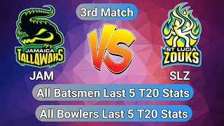 CPL 2020 Match 3 - JAM Players Records vs SLZ |  SLZ Players Records vs JAM