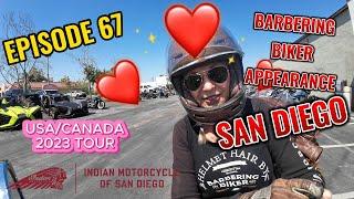 Ep 67: BARBERING BIKER APPEARANCE  MAKEOVER - SAN DIEGO INDIAN DEALERSHIP -(FEMALE MOTORBIKE RIDER)