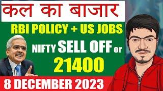 NIFTY PREDICTION & BANKNIFTY ANALYSIS FOR 8 DECEMBER - RBI POLICY & US JOBS DATA IMPACT ON MARKET