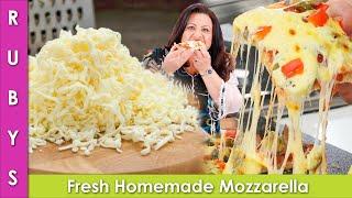 Fresh Homemade Mozzarella Cheese Best for Pizzas Recipe in Urdu Hindi - RKK