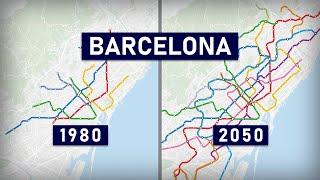 Evolution of the Barcelona Metro 1863-2050 (geographic map)