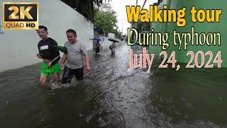 walking tour video of Typhoon Carina 2024 in the Philippines