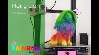 Hairy Lion Printed with Rainbow Filament