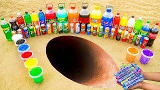 Experiment: Big Coca Cola, Fanta, Sprite, Mtn Dew, Orbeez and Many Other Sodas vs Mentos Underground