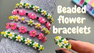 3 ideas for beaded flower bracelets  Elastic or with clasp