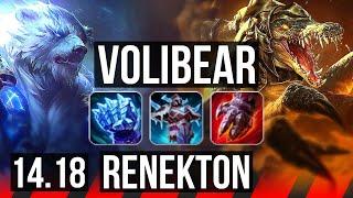 VOLIBEAR vs RENEKTON (TOP) | 500+ games, Dominating | NA Master | 14.18