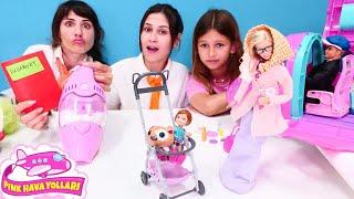 Barbie oyunları. Jessica bebeği ile uçağa biniyor. Ayşe ve Ümit ile Pink Hava Yolları