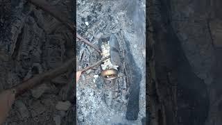 Popcorn  from a can on a bonfire 