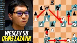 Fantastic game: Wesley So *CRUSHED* Denis Lazavik with 9 Great Moves - Rapid Chess Championship 2022