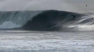 Big wave surfing historic swell in San Diego. (RAW POV)