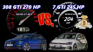  $80K Hot Hatch Face Off! Peugeot 308 GTi vs. VW Golf 7 GTI Facelift – Turbocharged Drag Race 