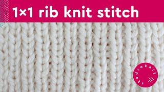 1x1 Rib Stitch Knitting Pattern for Beginners (2 Row Repeat)