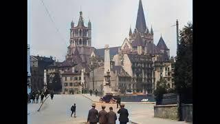 Old Lausanne in Switzerland in 1924 in color! [AI enhanced & colorized]