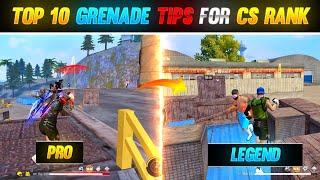 TOP 10 GRENADE TIPS FOR EVERY MAP IN CLASH SQUAD | CS RANK PUSH TIPS AND TRICKS IN FREE FIRE