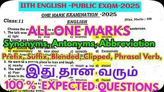 11Th English-Public Exam-2025-One Marks-Most Important-100%Confirm Questions-Expected @GRSUCCESSSTC