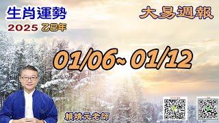 2025年 每週生肖運勢【 大易週報】 陽曆 01/06~ 01/12/2025｜丁丑月｜大易命理頻道｜賴靖元 老師｜片尾運勢排行榜｜CC 字幕