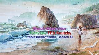 Watercolor BEACH painting Paint like Ted Kautzky YARKA semi-moist paints, Canson XL #GibPal