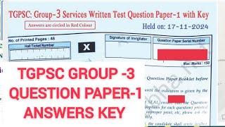 TGPSC GROUP 3 EXAM PAPER -1 ANSWERS KEY