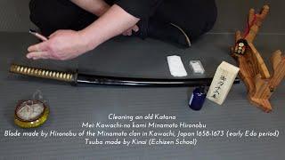 Cleaning a very old Katana from the 1600's