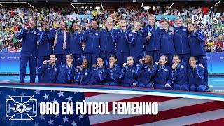 Team USA femenino recibe el oro tras vencer a Brasil en fútbol | Juegos Olímpicos París 2024