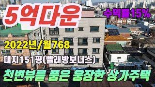 급매5억다운.대전 천변뷰를 품은 신축상가주택매매.대지151평.지상5층 웅장한 규모.럭셔리주인세대