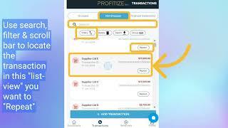 How to use  Repeat  button to quickly enter transactions in PROFITIZE