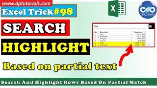 Search And Highlight Rows Based On Partial Match Using Conditional Formating || Excel Tricks