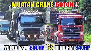 MOBILISASI CRANE KAPASITAS 50TON!!! DUET TRUK TRAILER HINO fm260TI, HINO EURO4, VOLVO FMX