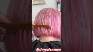 Bold Pinky Bob Haircut Tutorial by Vivyan Hermuz ️#bobhaircut #hairstyle #longhair