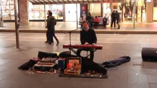 Daniel Shaw busking at Melbourne CBD