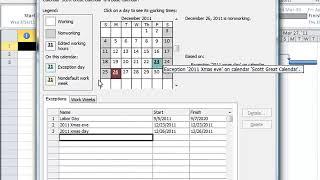 MS Project Changing Calendars and Working Time