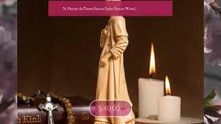 St. Martin de Porres Statue, Saint Statue Wood Carving, Religious Catholic Statue,Religious Gifts...