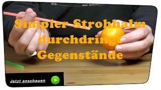 Strohhalmtrick durchdringt/durchbohrt harte Gegenstände - Experiment|Tutorial