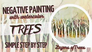 Simple Negative Painting Techniques for Trees using watercolor
