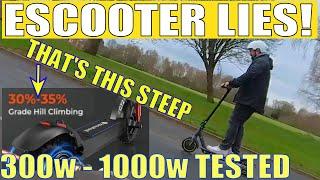 Escooters and CRAZY Hill Climb Claims - I Test SEVEN: 300w to 1000w