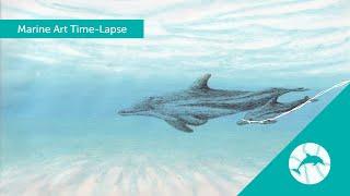 Marine Art Time-lapse: Dolphins and Seahorse come to life
