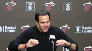 Erik Spoelstra Talks Miami Heat Win Over Raptors, Nikola Jović Performance and Dru Smith Superpower