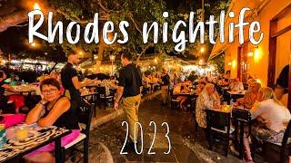 Rhodes Greece | Nightlife | Rhodes town, walking tour 4k, Rodos Greece 2023