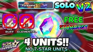 Solo PureZone Raid Fast V2 (No Elementals / No 7-Stars!) | 4 Units | All Star Tower Defense Roblox