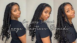 Coi Leray Inspired Large Boho Knotless Goddess Braids w/ Curly Ends | DIY Protective Style Tutorial