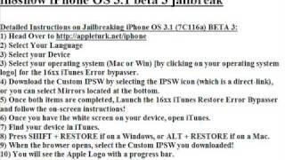 iH8sn0w iPhone OS 3.1 beta 3 jailbreak