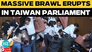 LIVE: All-out Brawl in Taiwan Parliament, Lawmakers Grapple, Exchange Blows|Taiwan Parliament Fight