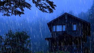 Rain Sounds for Deep Sleep - Heavy Rain and Thunder on the Roof in the Foggy Forest at Night #143