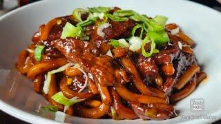 Mongolian beef udon noodles