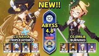 NEW Spiral Abyss 4.8 Floor 12 (9 Stars) C0 NAVIA TRIPLE HYDRO & C0 EMILIE BURNING