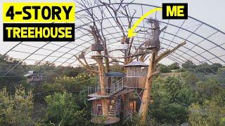 EPIC 4-STORY TREEHOUSE w/ 2 Cable Bridges, Zip Line, & Outdoor Shower!