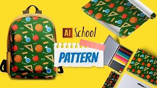 HOW TO DRAW A SCHOOL PATTERN (ball, apple, pencil, flask, ruler) | TUTORIAL IN ADOBE ILLUSTRATOR